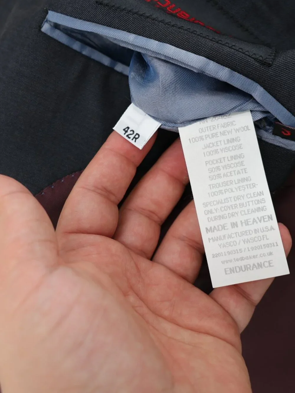 Ted Baker Suit Men’s 42R 36x31 Gray Wool 2 piece notch lapel pleated classic